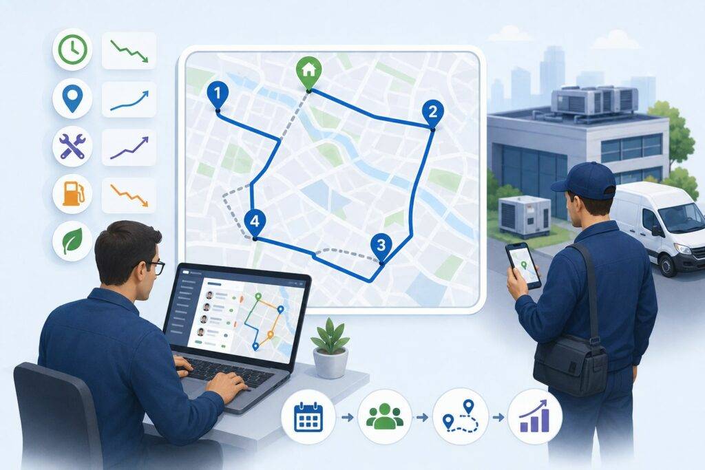 Route optimization dashboard and field service