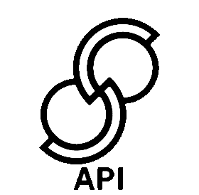 Interlocking circular links forming a chain logo with the word API beneath