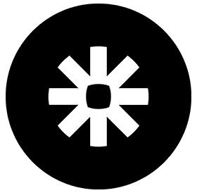 White eight-pointed starburst (asterisk) icon on a black background.